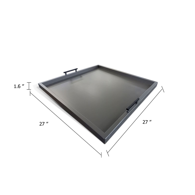 Yela Decorative Tray - 27x27 Square with Black Handles - Urban Bronze
