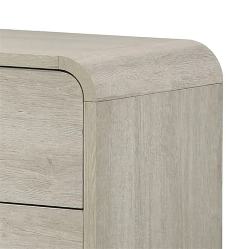 Benjara Meni Nightstand- 2 Drawers- Black Metal Handles- Scandinavian White