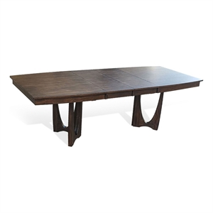 Benjara Nancy Dining Table- Sculpted Legs- Brown Wood 66-96&quot Expandable Top