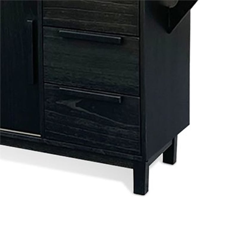 Benjara Anise Buffet Server Console with Side Cabinet & Drawers- Black Mahogany
