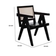 Benjara Kato Dining Armchair- Cane Backrest- 24 Inch- Black Solid Mango Wood