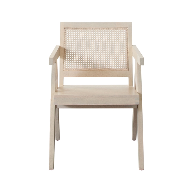 Benjara Kato Dining Armchair- Cane Backrest- 24