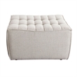 Benjara Ema Ottoman- Sand Beige Fabric- 31 Inch- Scooped Seat w Grid Tufting