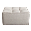 Benjara Ema Ottoman- Sand Beige Fabric- 31 Inch- Scooped Seat w Grid Tufting