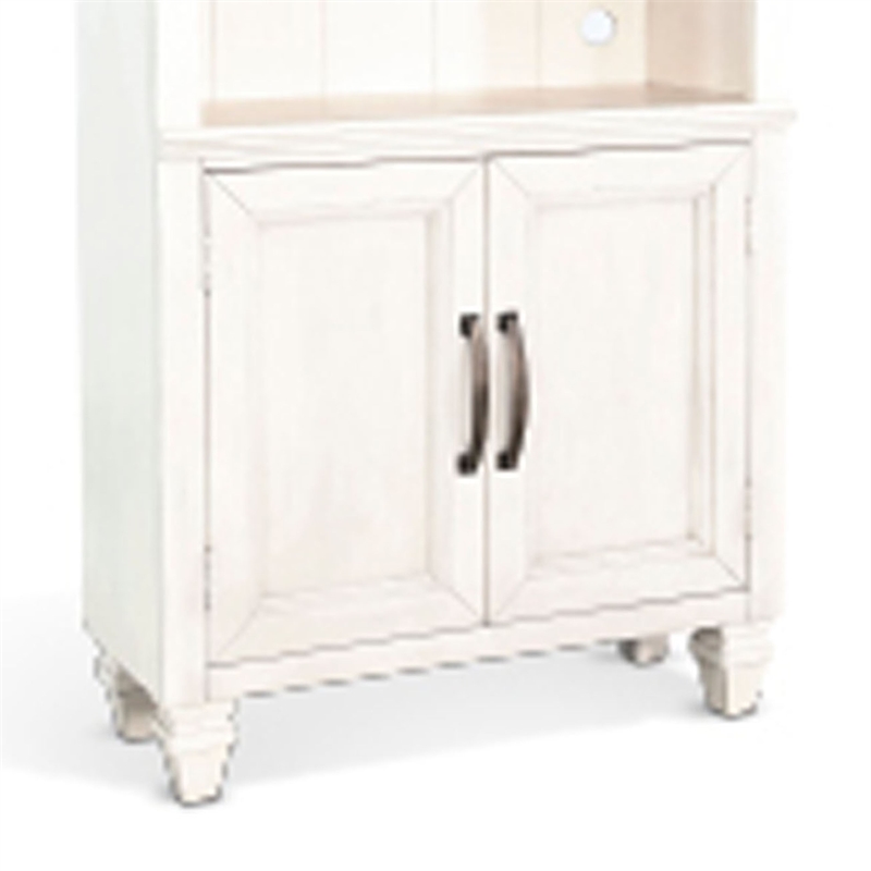 Benjara Barnie Bookcase Cabinet with 3 Open Shelves- Brown White Mahogany Wood