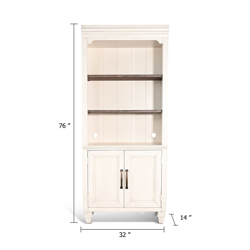 Benjara Barnie Bookcase Cabinet with 3 Open Shelves- Brown White Mahogany Wood