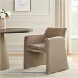 Benjara Fena Accent Dining Chair- Light Camel Brown Velvet- Low Back