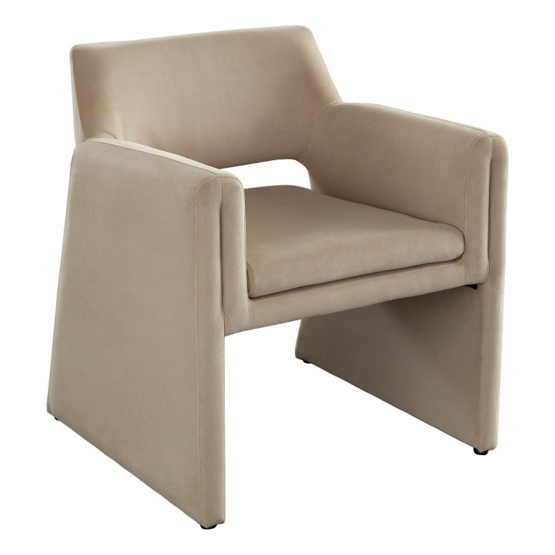 Benjara Fena Accent Dining Chair- Light Camel Brown Velvet- Low Back