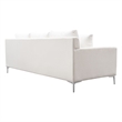 Benjara Boa Sofa- 2 Throw Pillows- Modern Loose Back White Linen 95 Inch