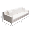Benjara Boa Sofa- 2 Throw Pillows- Modern Loose Back White Linen 95 Inch