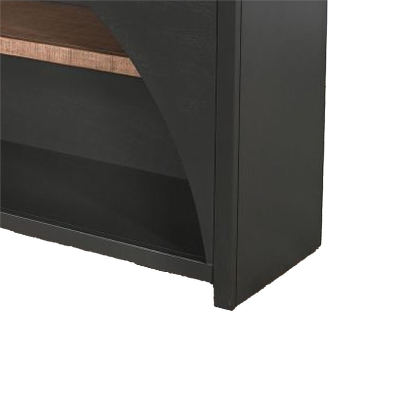 Benjara Jenne Server with Arched Cutout- Middle Shelves- Black Mahogany Wood