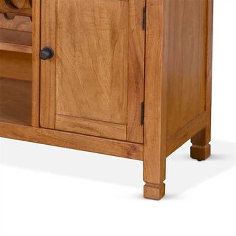 Benjara Tamara Buffet Server with Drawers- Cabinets- Beige Mahogany Mindi Wood