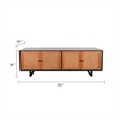 Benjara Addy Sideboard Accent Cabinet-4 Natural Woven Cane Doors-Black Mahogany