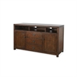 Benjara Raven TV Stand Media Cabinet- Brown Mahogany Wood 66 Inch