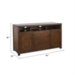 Benjara Raven TV Stand Media Cabinet- Brown Mahogany Wood 66 Inch