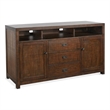 Benjara Raven TV Stand Media Cabinet- Brown Mahogany Wood 66 Inch