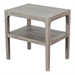 Benjara Fela Chair Side Table- 24&quot Top with Open Shelf- Natural Brown