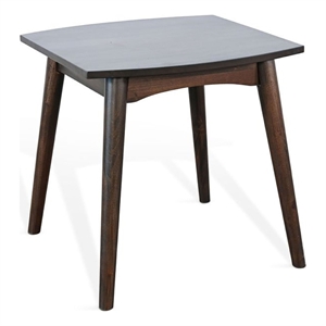 Benjara Neva Side End Table- 24&quot Square Top with Angled Legs- Dark Brown