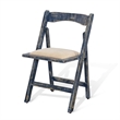 Benjara Shen Folding Dining Chair Set of 2- Ocean Blue Frame- Beige Cushion
