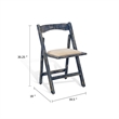 Benjara Shen Folding Dining Chair Set of 2- Ocean Blue Frame- Beige Cushion