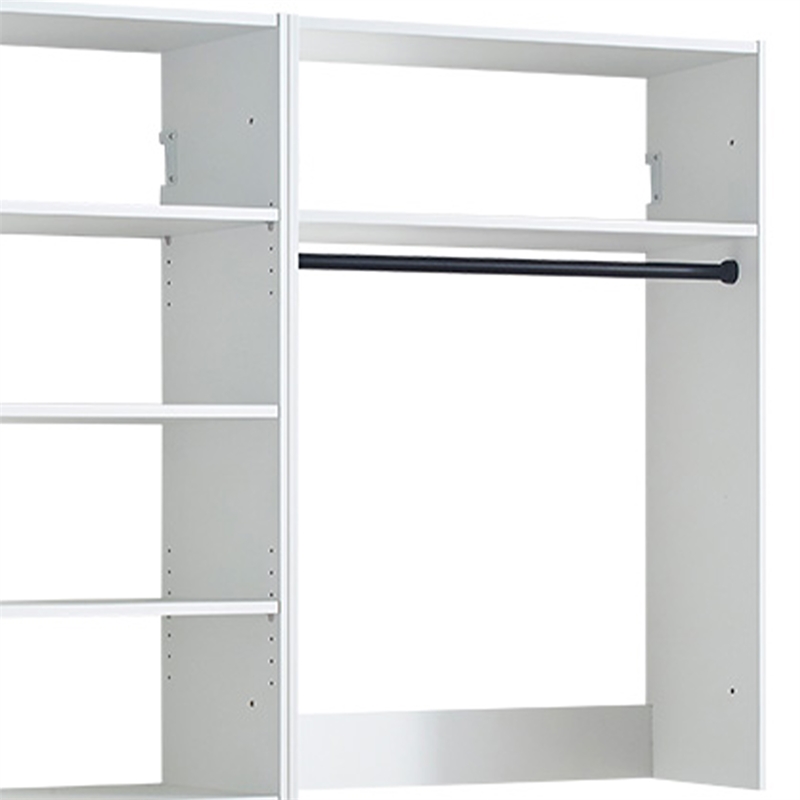 Benjara Vedz Walk in Closet w 2 Drawers- 6 Shelves- 2 Hanging Rods- White Wood