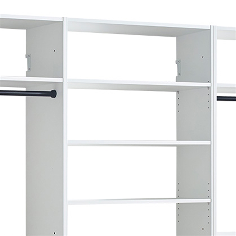 Benjara Vedz Walk in Closet w 2 Drawers- 6 Shelves- 2 Hanging Rods- White Wood