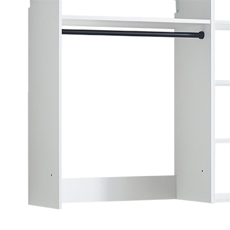 Benjara Vedz Walk in Closet w 2 Drawers- 6 Shelves- 2 Hanging Rods- White Wood