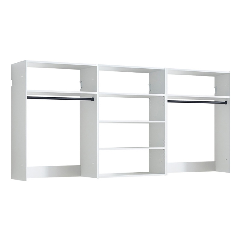 Benjara Vedz Walk in Closet w 2 Drawers- 6 Shelves- 2 Hanging Rods- White Wood