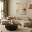 Benjara Zema 2 PC Sofa-Curved Modular Design-Camel Brown Fabric-2 Ball Pillows