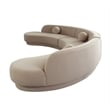 Benjara Zema 3 PC Sofa-Curved Modular Design-Camel Brown Fabric-3 Ball Pillows