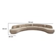 Benjara Zema 3 PC Sofa-Curved Modular Design-Camel Brown Fabric-3 Ball Pillows
