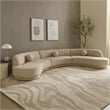 Benjara Zema 3 PC Sofa-Curved Modular Design-Camel Brown Fabric-3 Ball Pillows