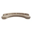 Benjara Zema 3 PC Sofa-Curved Modular Design-Camel Brown Fabric-3 Ball Pillows