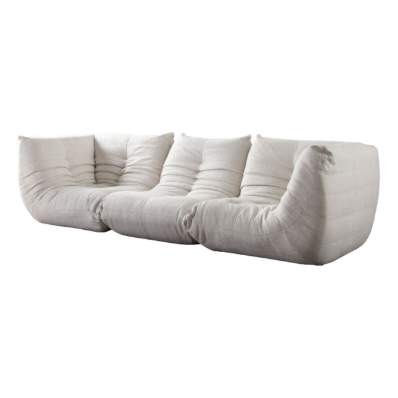 Benjara Ezee 3pc Modular Sofa Set- Low Profile Floor Seating Cream