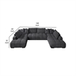 Benjara Cloe U Sectional Sofa- 3 Accent Pillows- Gray Linen Fabric- 149 Inch