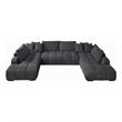 Benjara Cloe U Sectional Sofa- 3 Accent Pillows- Gray Linen Fabric- 149 Inch