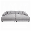 Benjara Liny 2pc Sectional Sofa Daybed Set- 4 Throw Pillows- Light Gray Velvet