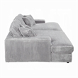 Benjara Liny 2pc Sectional Sofa Daybed Set- 4 Throw Pillows- Light Gray Velvet