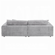 Benjara Liny 2pc Sectional Sofa Daybed Set- 4 Throw Pillows- Light Gray Velvet