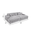 Benjara Liny 2pc Sectional Sofa Daybed Set- 4 Throw Pillows- Light Gray Velvet