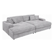 Benjara Liny 2pc Sectional Sofa Daybed Set- 4 Throw Pillows- Light Gray Velvet