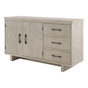 Benjara Hagy Sideboard Buffet Console- Natural Brown Wood- 2 Doors- 60 Inch