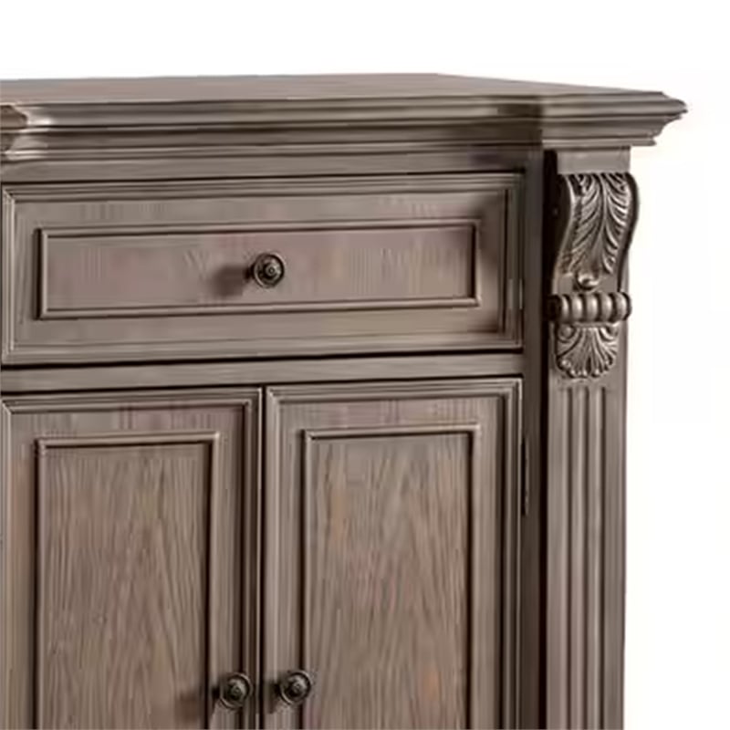 Benjara Hama Sideboard Buffet Console- 4 Doors- Oak Brown Wood- 60 Inch