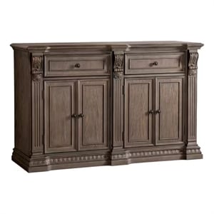 Benjara Hama Sideboard Buffet Console- 4 Doors- Oak Brown Wood- 60 Inch