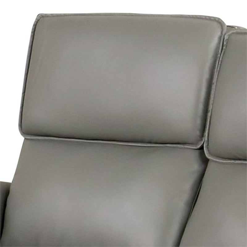 Benjara Sily Power Reclining Loveseat- Gray Faux Leather- 57 Inch- USB Ports