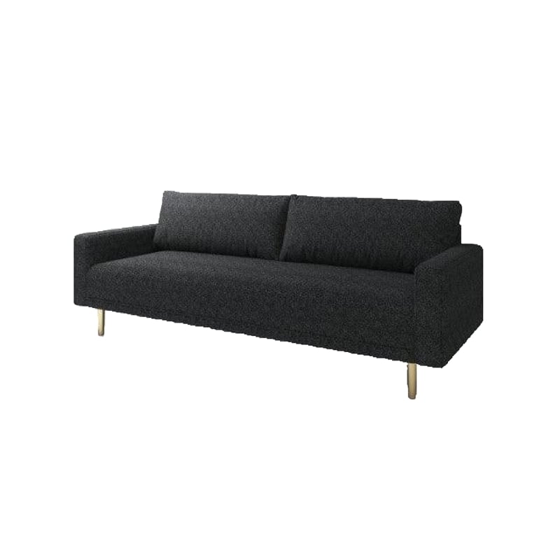 Benjara Remy Sofa- Black Boucle- Bench Style Seat with Track Arms- 83 Inch