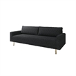 Benjara Remy Sofa- Black Boucle- Bench Style Seat with Track Arms- 83 Inch
