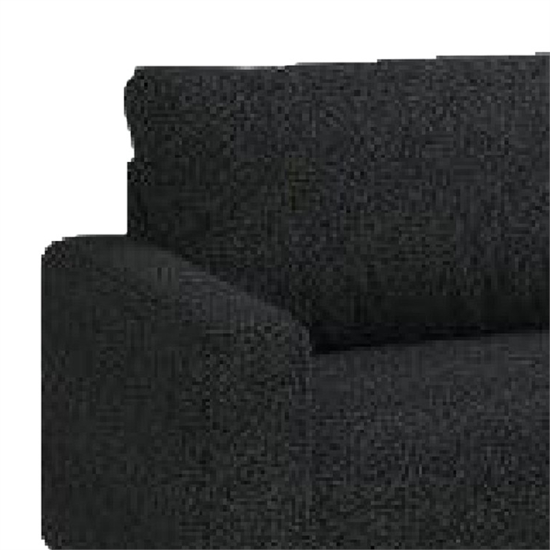 Benjara Remy Sofa- Black Boucle- Bench Style Seat with Track Arms- 83 Inch