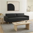 Benjara Remy Sofa- Black Boucle- Bench Style Seat with Track Arms- 83 Inch