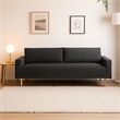 Benjara Remy Sofa- Black Boucle- Bench Style Seat with Track Arms- 83 Inch